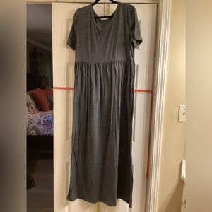 Elegant Gray Maxi Tshirt Dress